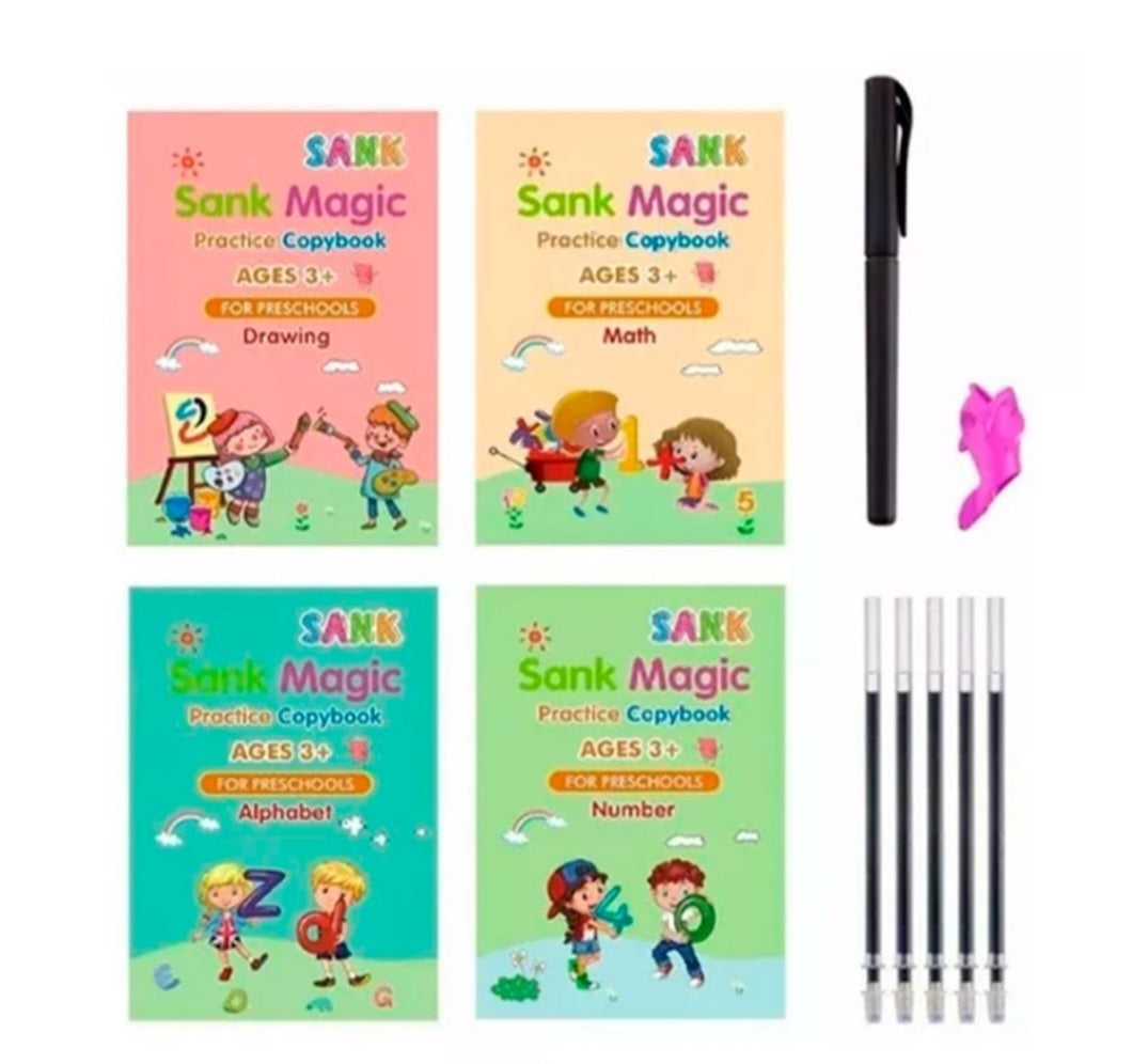 Set de cuadernos mágicos de caligrafía Montessori con lápiz mágico y recargas de tinta